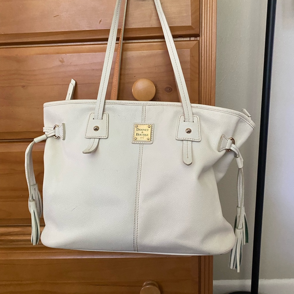 Dooney & Bourke Davis Tassel Shopper Tote - Leather - Grey Tan.